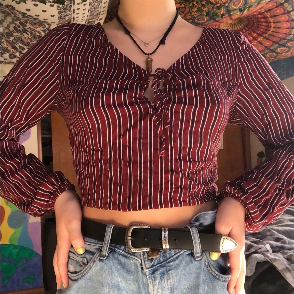 Striped Keyhole Top